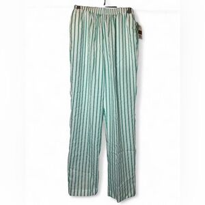 Vintage Fashion Spirit 70s Women Mint Striped Deadstock Pocket Polyester Pants S